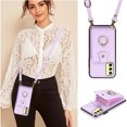 thumbnail image 5 of Asuwish Compatible with Samsung Galaxy S24 FE 5G Wallet Phone Case Screen Protector Ring Crossbody Strap Stand Credit Card Holder RFID Cell Cover for S 24 EF AI S24FE 24S Women Girls Purple, 5 of 7