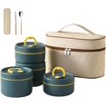 thumbnail image 1 of Portable Insulated Lunch Container Set, 4 Tier Separate Stackable Stainless Steel Lunch Container with Insulated Hot Food Bag, for Work, Camping, Picnics (Blue,4Set), 1 of 8