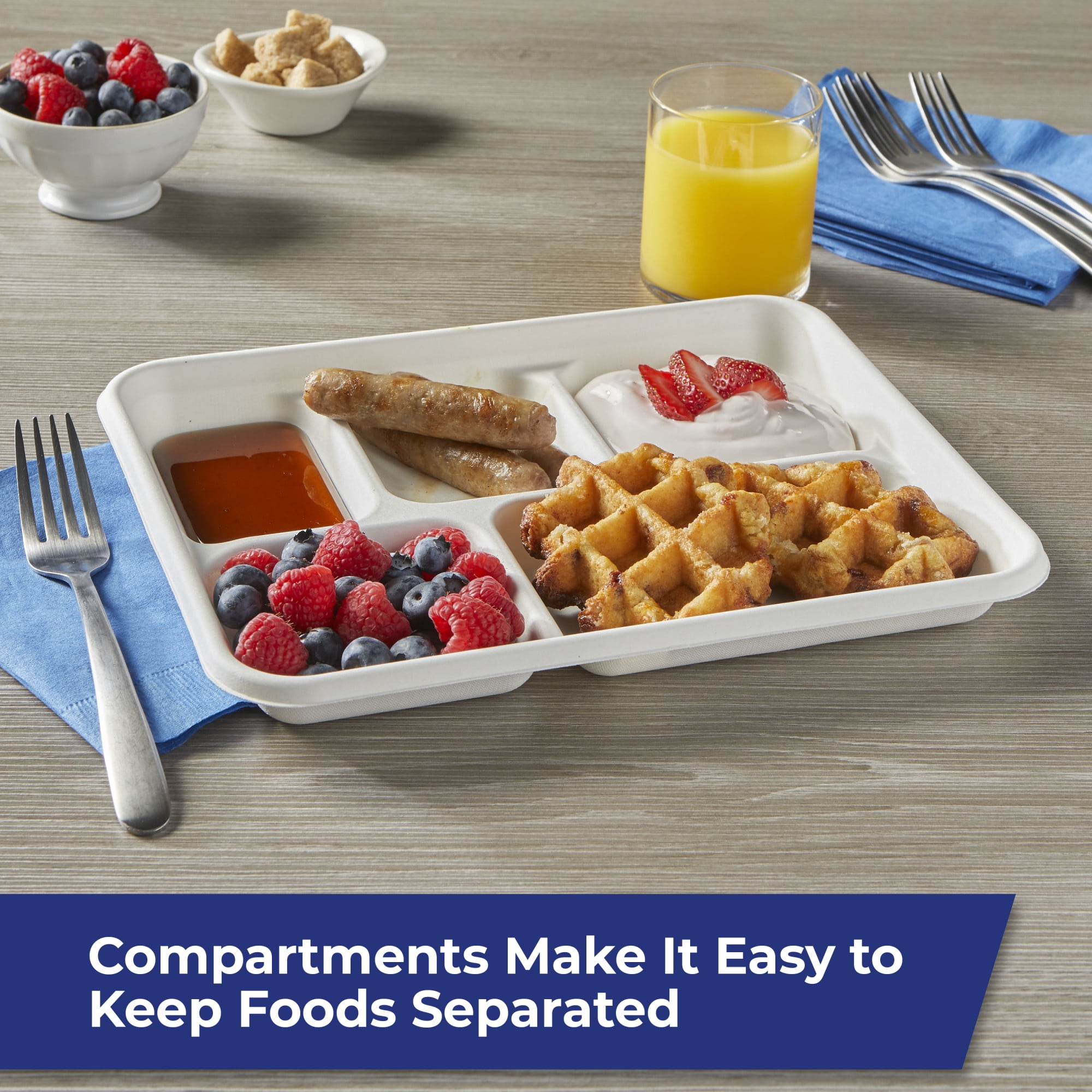 (2 pack) Hefty ECOSAVE Compostable 5-Compartment Paper Trays, 12 Count