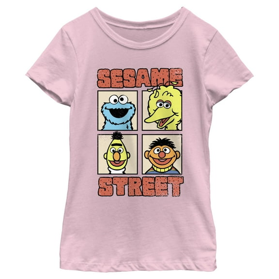 Girl's Sesame Street Four Panels Pals Graphic T-Shirt