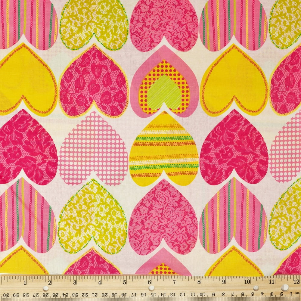 Waverly Inspirations Cotton 44" Hearts Magenta Color Sewing Fabric by