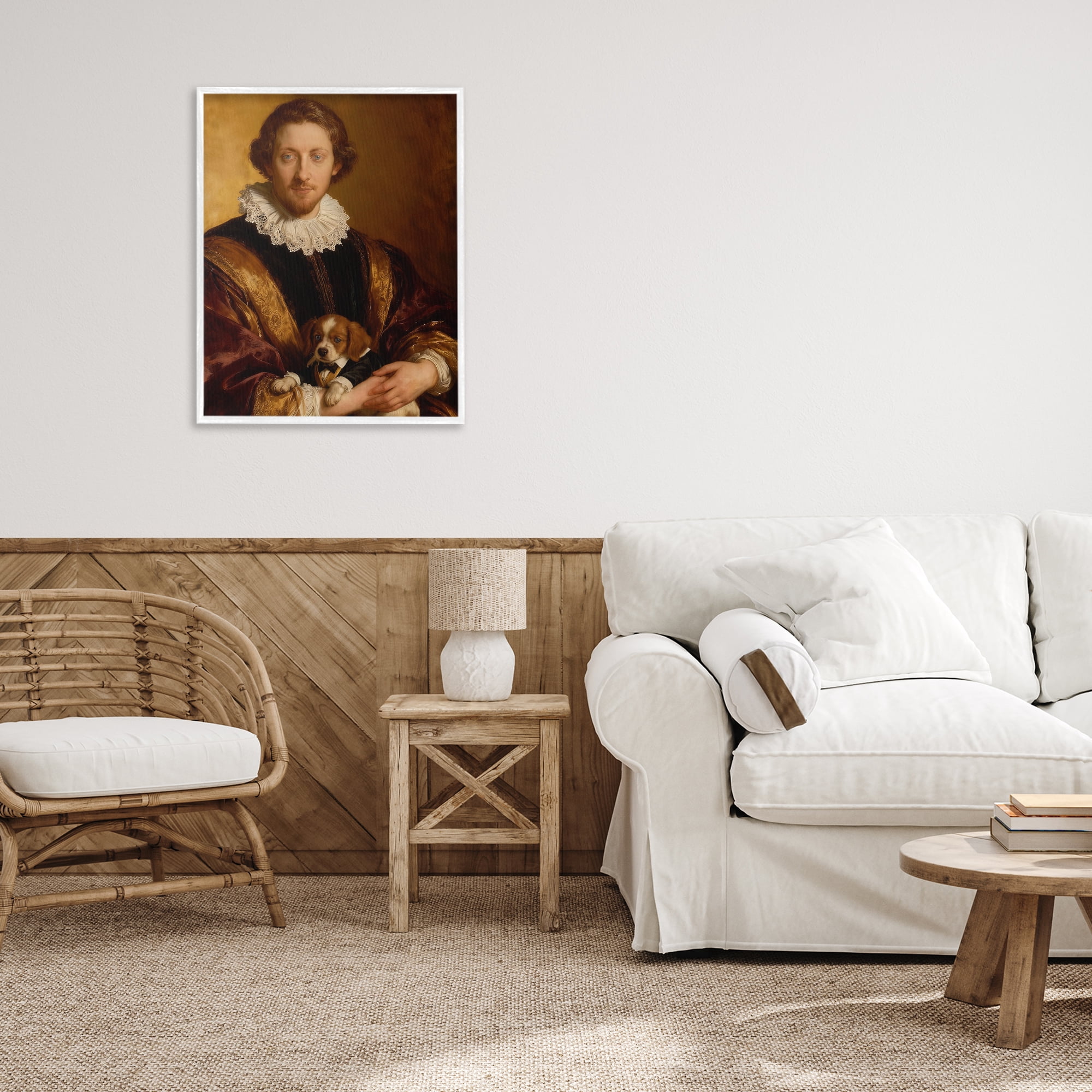 Stupell Industries Renaissance Noble with Loyal Companion White Framed Giclee Art, design by CAD Designs