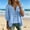 Blue, variant on Ayolanni Solid Womens Blouses Henley Ruched 3/4 Sleeve 100% Cotton Blouse Basic Button Down Bell Ladies T-Shirt Tops for Women Blue S
