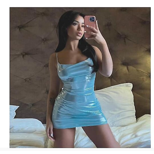 Mini Vestido ajustado de charol de látex para mujer, lencería de cuero, correa sin mangas de verano, ropa Sexy ajustada para discoteca, Dr. caliente