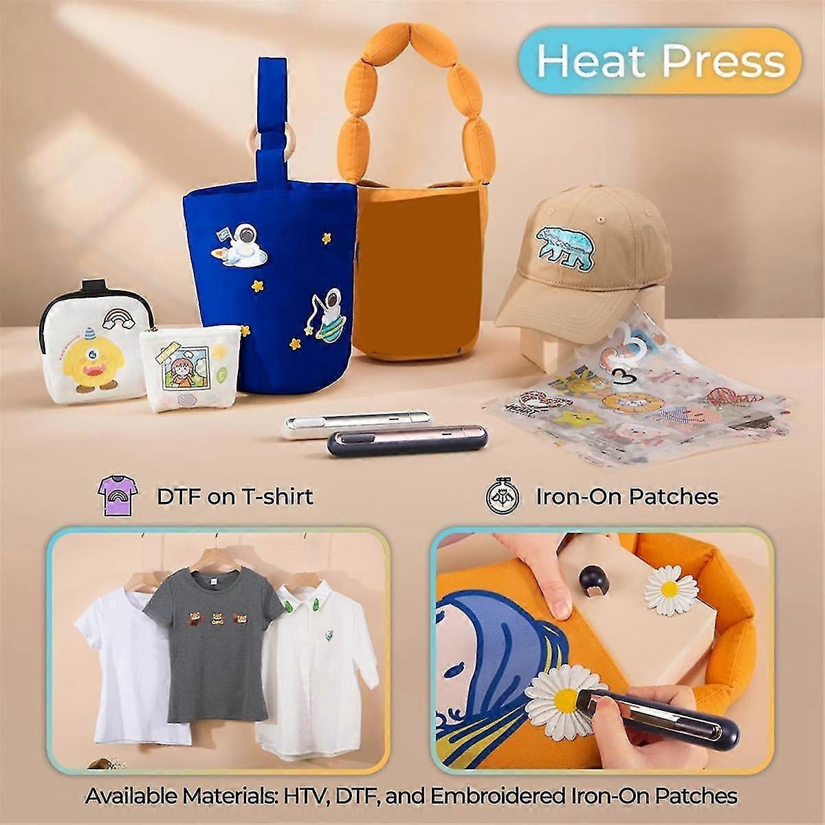 DIY Cordless Heat Press Pen with 3s Rapid Heat, Portable Food Bag Heat Sealer, Foil Quill, Erase Thermal Prints White