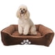 thumbnail image 3 of Cama Rectangular Reversible para Mascotas con Estampado de Huellas de Perro, café, 25 x 21 Pulgadas, 3 of 7