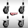 thumbnail image 2 of 4 Inch SS Black Poly Swivel 1-3/8 Inch Expanding Stem Caster Set 2 Brakes, 2 of 2