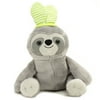 Gray Plush Sloth with Green Striped Bunny Ears