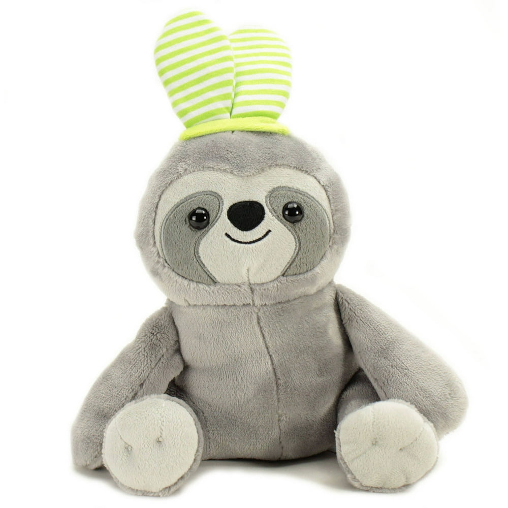 Gray Plush Sloth with Green Striped Bunny Ears - Walmart.com - Walmart.com