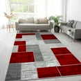 thumbnail image 4 of L'Baiet Verena Geometric Area Rug Red Grey 5' x 7' Medium Area Rugs Carpet for Living Room, Bedroom, Dining Table, Office, Hallway, Foyer | Neutral Colorful Modern Abstract Home Decor, 4 of 8