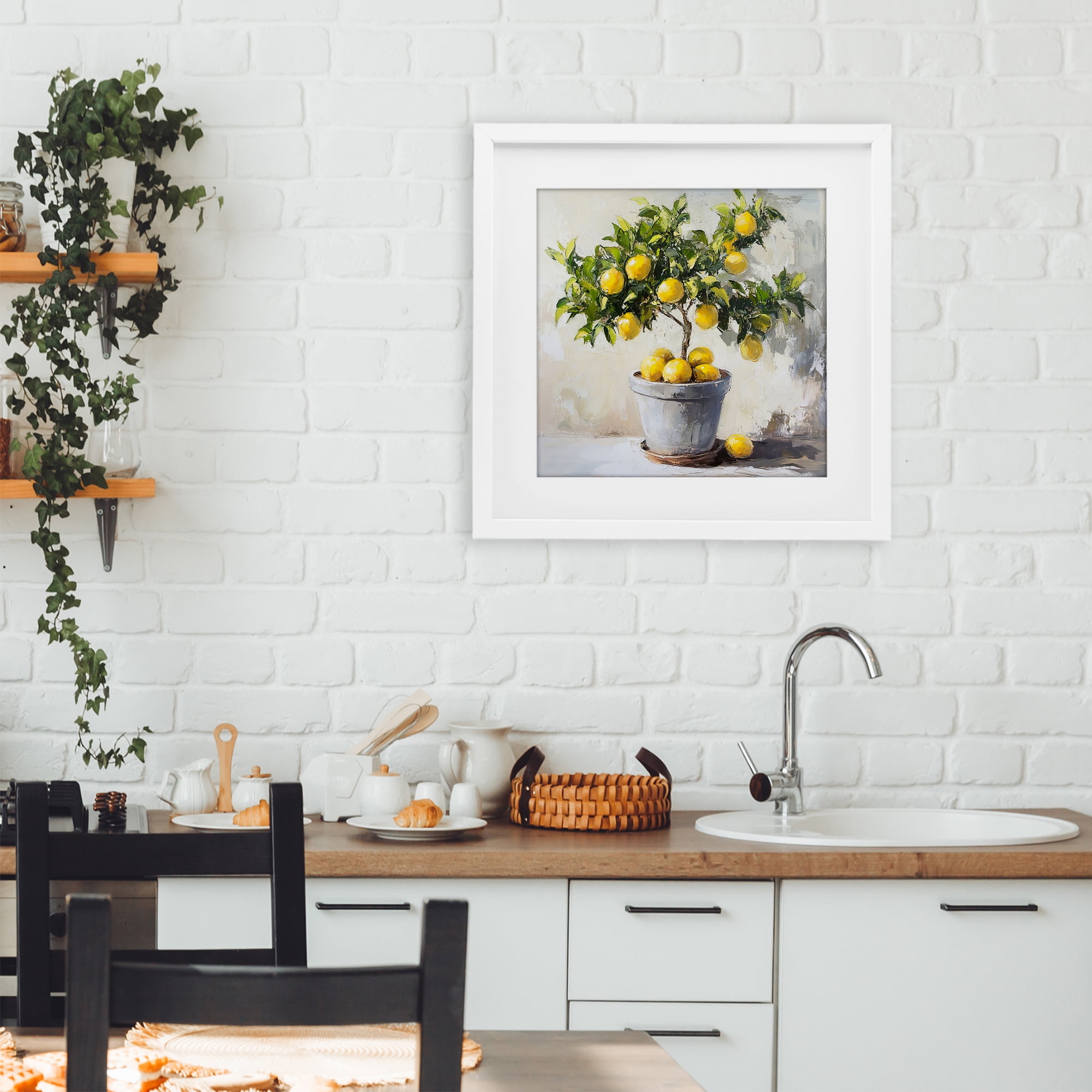 Stupell Industries Falling Lemon Tree White Framed Print Under Glass, design by Tina LeCour