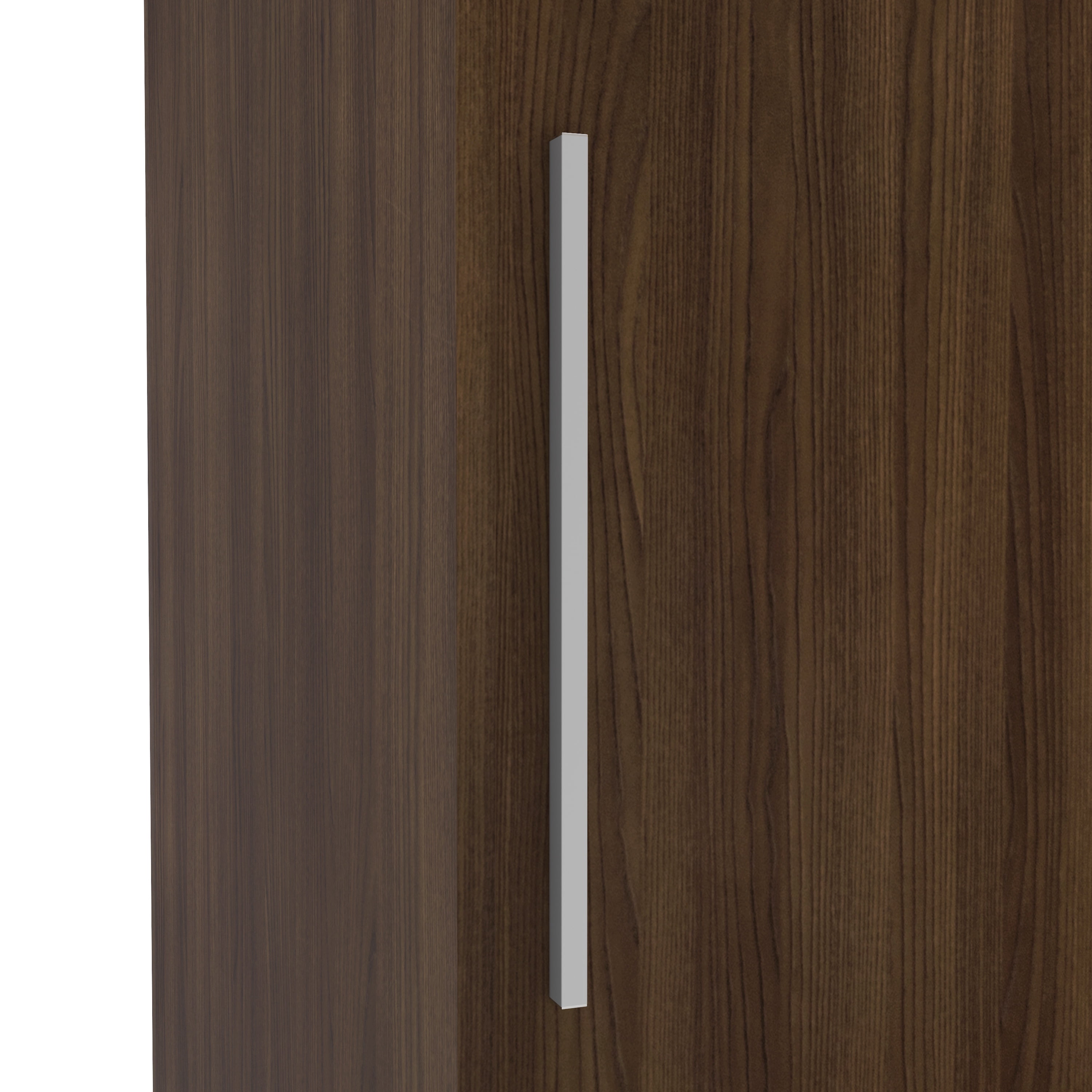Polifurniture Denmark 71 in. Modern Bedroom Armoire with 3 Sliding Doors, 2 Drawers, Shelves & Hanging Rod, Walnut