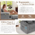 thumbnail image 4 of Chaise Lounge Chair Indoor with Ottoman,38.6"W Chenille Sofa with USB Port&Cup Holders,Modern Cozy Chaise with Storage Armrests&Side Pockets,Deep Seat Comfy Sofa for Living Room/Bedroom(Light Grey), 4 of 8