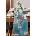 thumbnail image 2 of Turquoise Grey Table Runner Abstract Square Graffiti Modern Smear Tablerunners 13 x 90 Inch, Table Decorations Tabletop Scarf for Summer Gathering Holiday Farmhouse Kitchen Dining Decor, 2 of 6