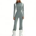 thumbnail image 2 of Yourumao One Piece Ski Suits for Women Stand Collar Zipper Front Long Sleeve Ski Jumpsuit Warm Winter Outdoor Snow Suits, 2 of 9