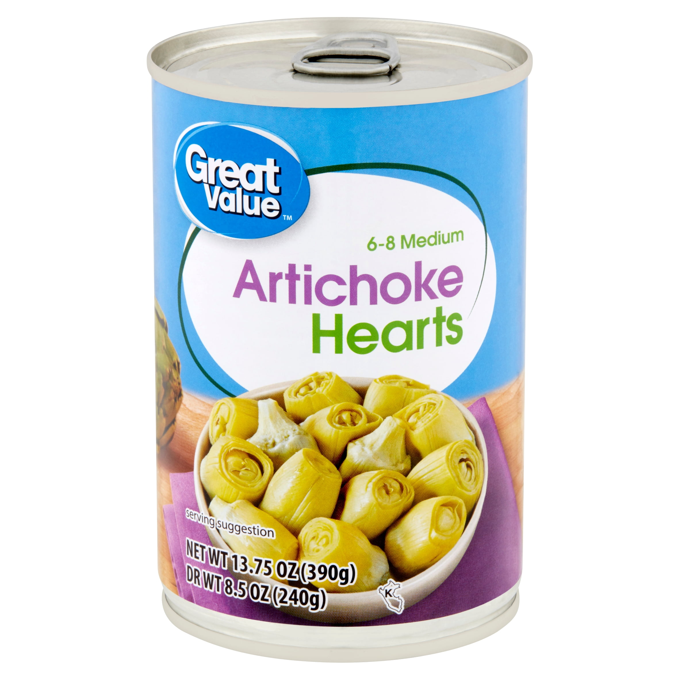 Great Value 68 Medium Artichoke Hearts, 13.75 oz
