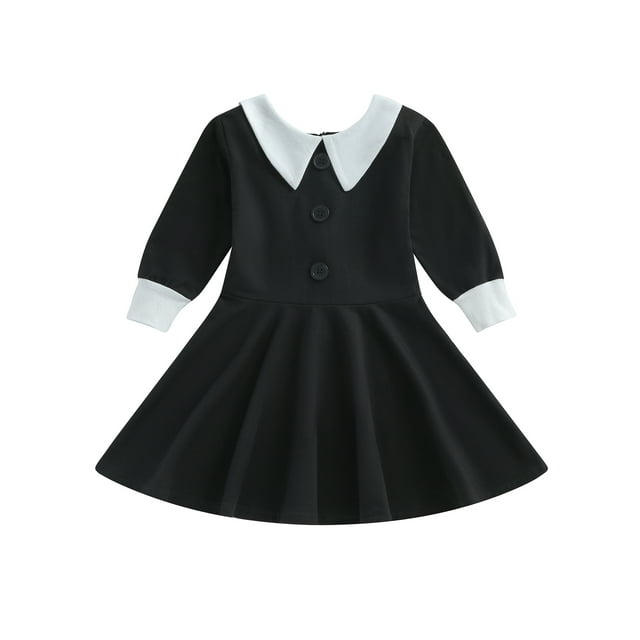 SUNSIOM Robe Ligne A Halloween pour Filles Manches Longues Contrastées Robe Princesse pour Bébé Printemps