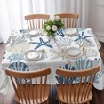 thumbnail image 3 of Navy Blue Coastal Table Cloth Waterproof Tablecloths, Summer Beach Coral Shell Ocean Tablecloth Dining Table Cover for Kitchen Party Tabletop Outdoor, Rectangle Tablecloth 60x84 Inch, 3 of 9