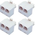 thumbnail image 1 of GHSDFBB Two Way Telephone Splitter, 4 Pack RJ11 6P4C Wall Jack Plug 1 to 2 Modular Adapter Converter, 1 of 5