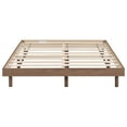 thumbnail image 5 of Full Size Floating Bed, Modern Platform Bed with 9 Rubberwood Legs, Minimalist Bed Frame for Bedroom, Guest Room, Apartment, Headboard Not Included, Walnut, 5 of 9