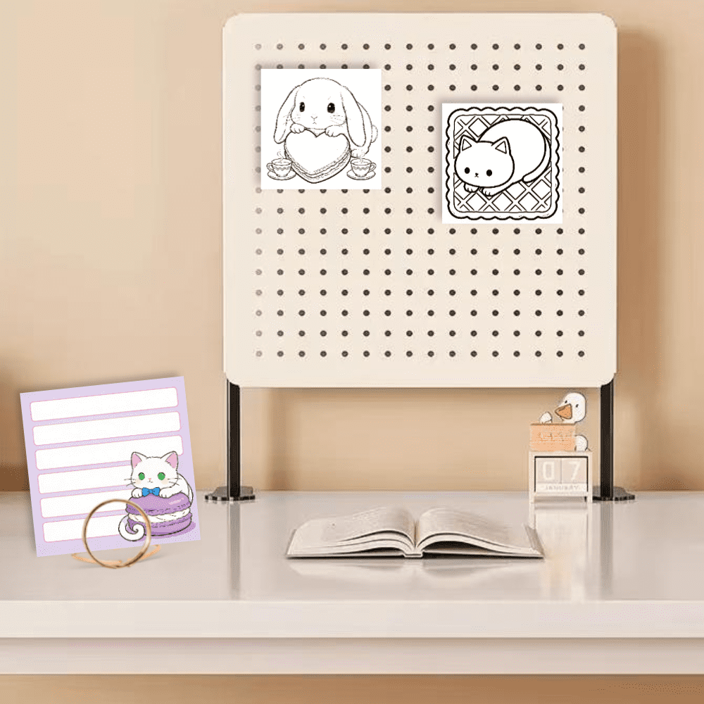Cute Double-Sided Sticky Notes - 100 Pcs, Original 100 Unique Coloring & Note-Taking Patterns