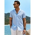 thumbnail image 4 of Coshow Men's Short Sleeve Shirts Button Down Casual Shirt Fashion Textured Summer Beach Top, 4 of 4