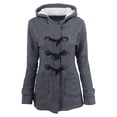 thumbnail image 2 of Women Fleece Jacket With Hood Fashion Horn Button Winter Warm Thicken Coat Long Soft Windbreaker Insulated Overcoat, 2 of 7