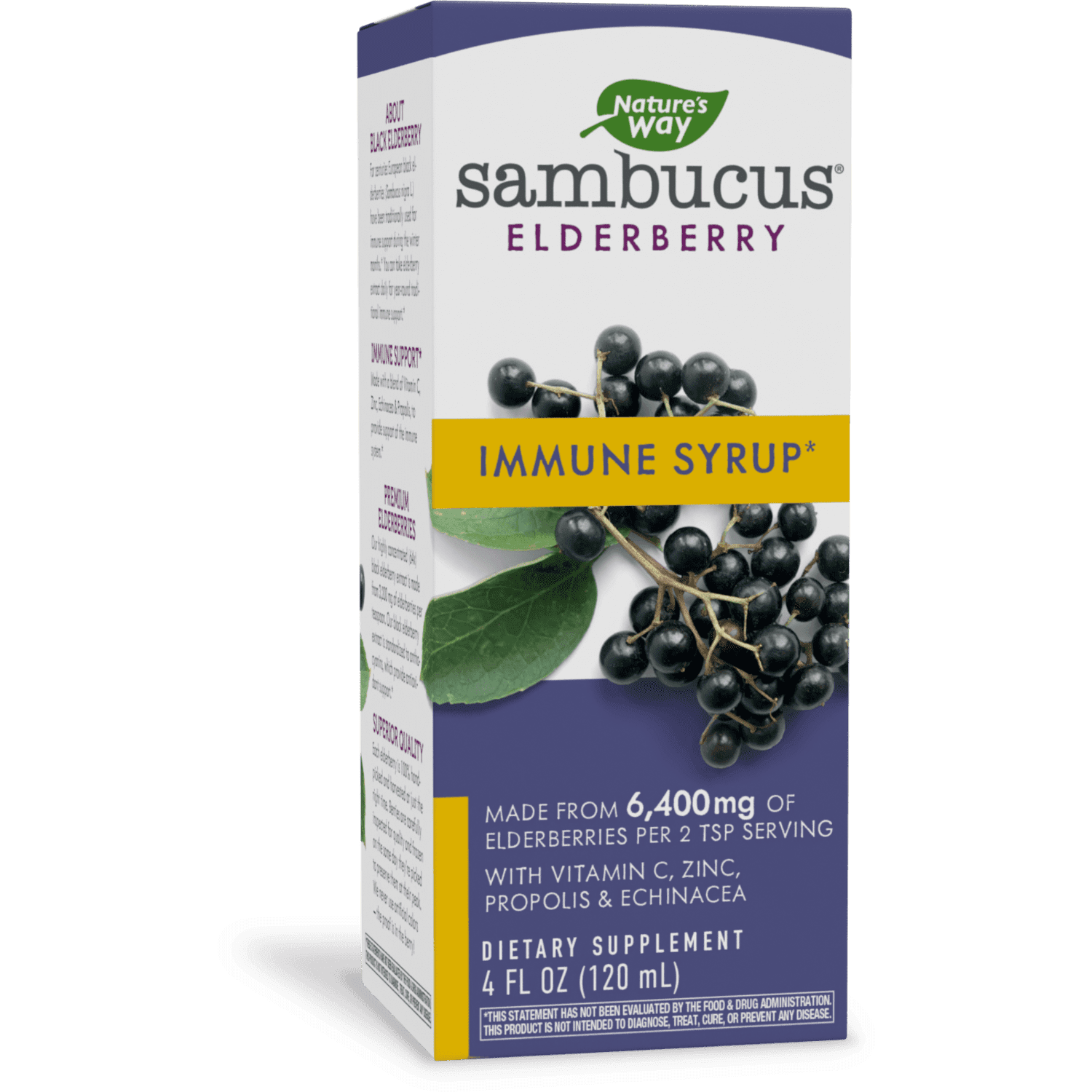 Nature's Way Sambucus Immune* Elderberry Syrup with Echinacea, Zinc & Vitamin C, 4 Oz