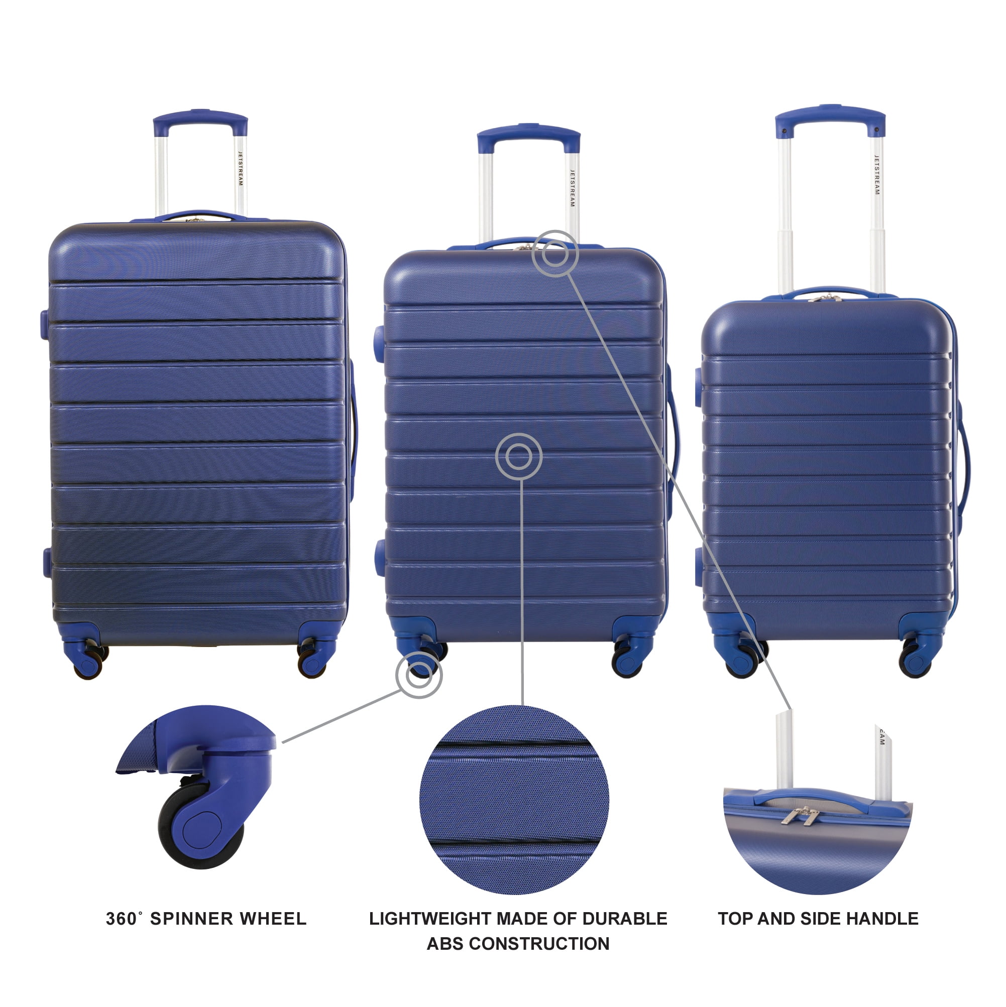Jetstream 3 piece Set Hardside Spinner Luggage, 20" Carry On, 24" and