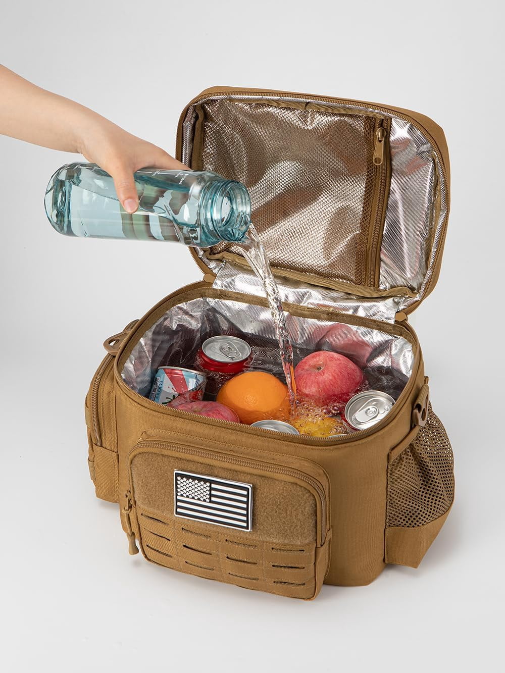 favastee Tactical Lunch Bag for mens Military heavy duty lunch box work Leakproof insulated Durable Thermal Cooler Bag for Adult Meal for Office Camping Picnic Pail MOLLE Webbing