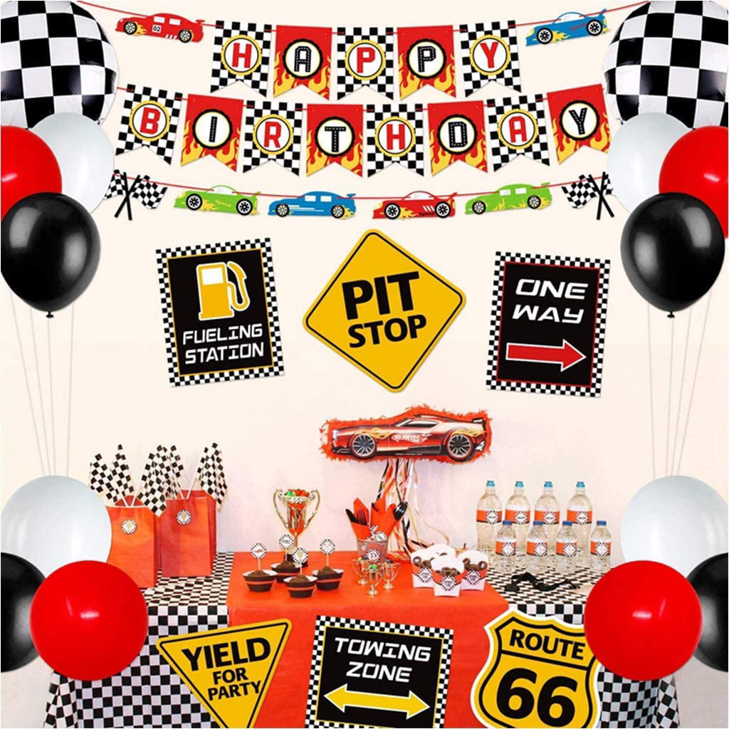 Race car Birthday party Racing Decorations Car signs Balloons for Kids Boys 
