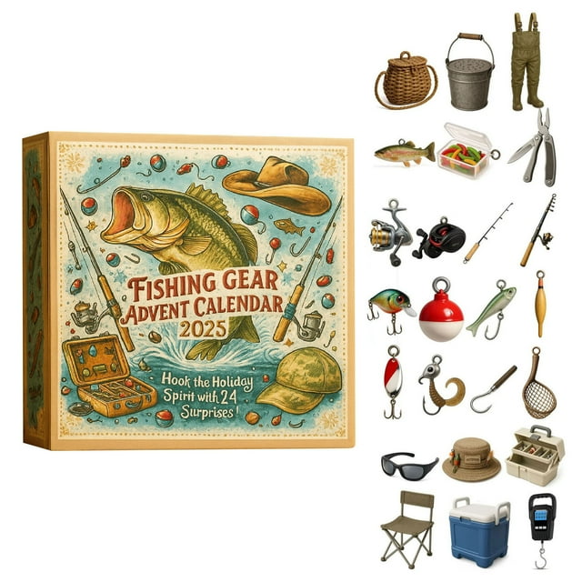 Gear Advent Calendar 2025 24 Day Angler Countdown Set Mini Tackle Holiday For Fishing Enthusiasts Father Husband
