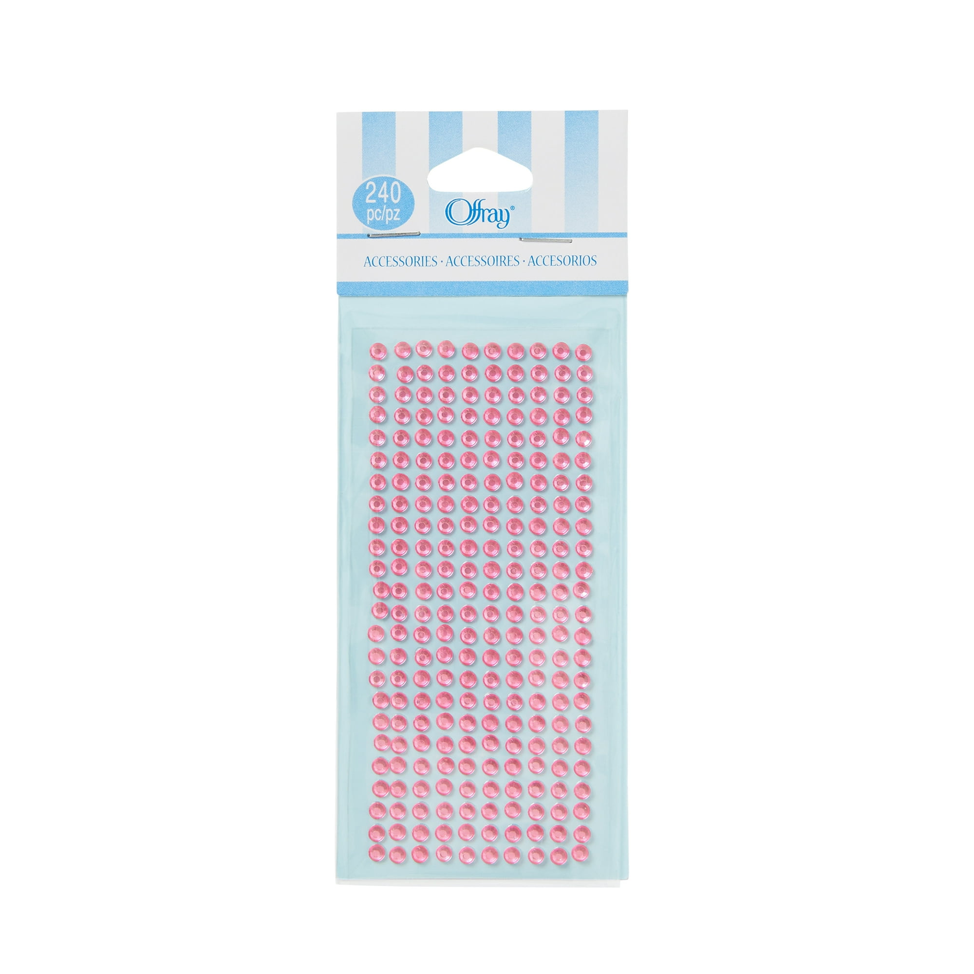 Offray Accessories 240 Single Loose Piece Pack Adhesive Pink Rhinestone Gem Embellishments