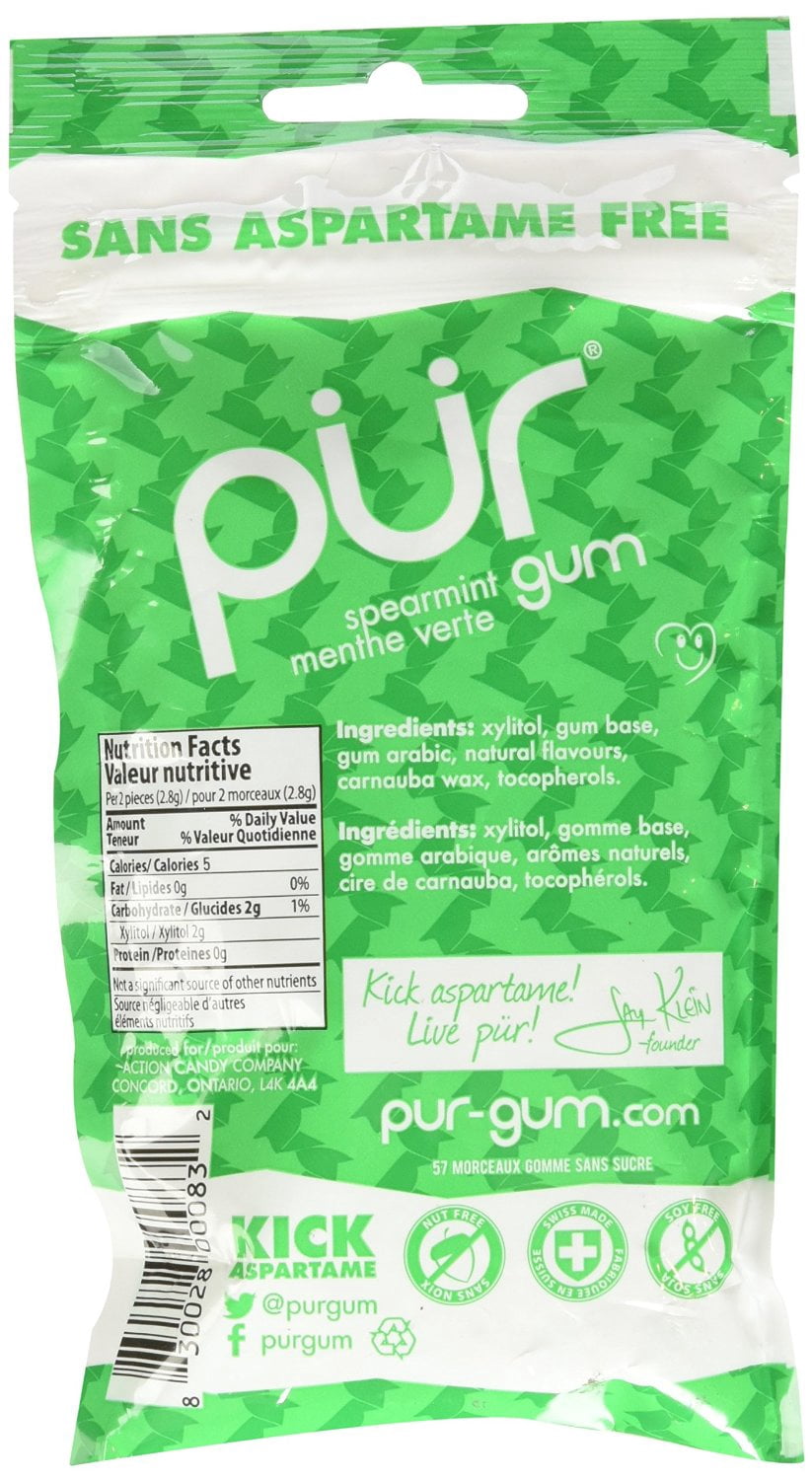 Pur Gum - Spearmint - Aspartame Free - 60 Pieces - 80 G - Case Of 12
