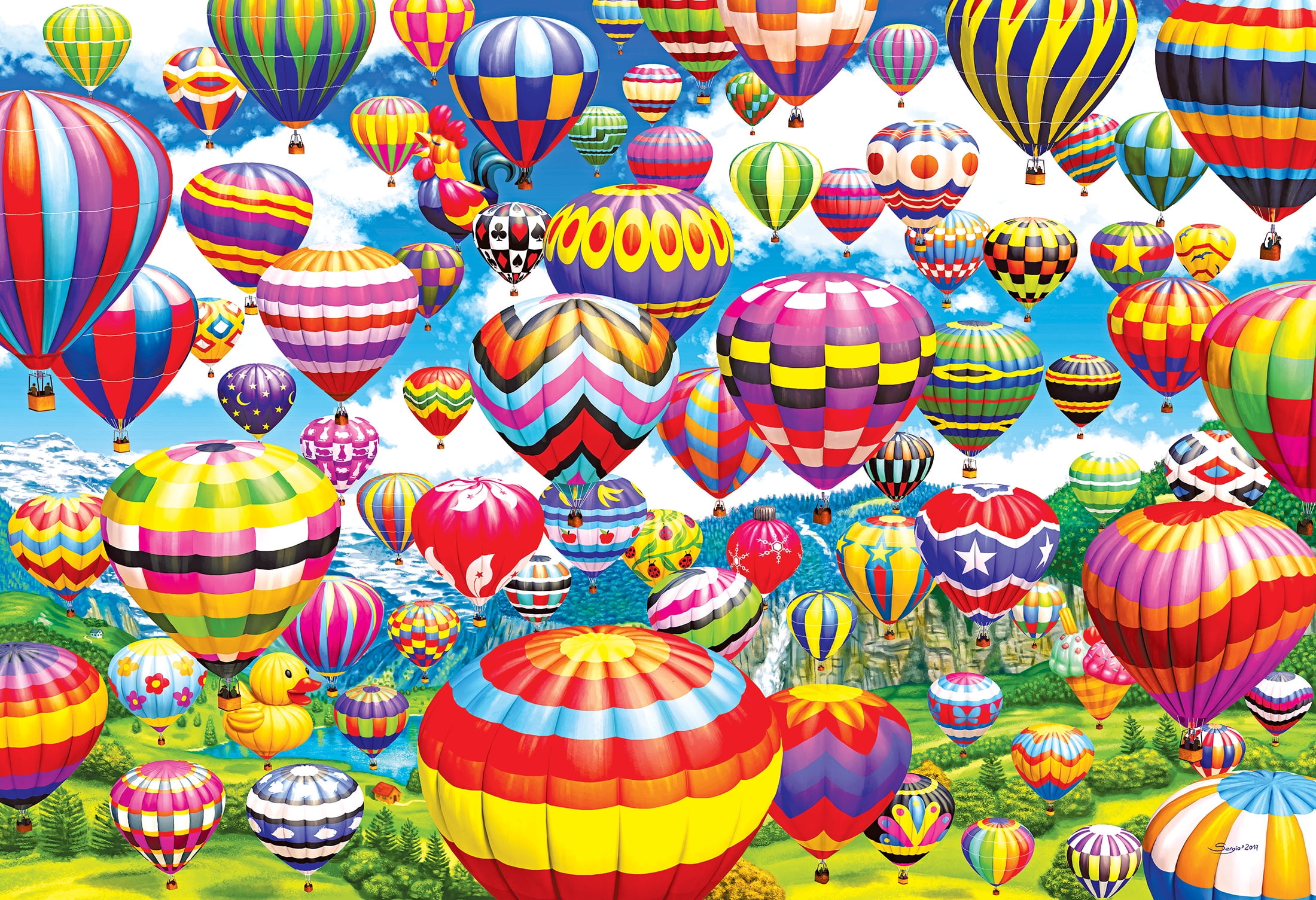 RoseArt Colorluxe 2000-Piece Colorful Balloons in The Sky Adult Interlocking Jigsaw Puzzle