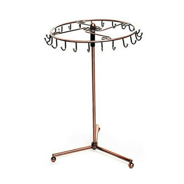 Organizador de metal para guardar collares y pulseras, con 23 ganchos y rotación de 360 grados.