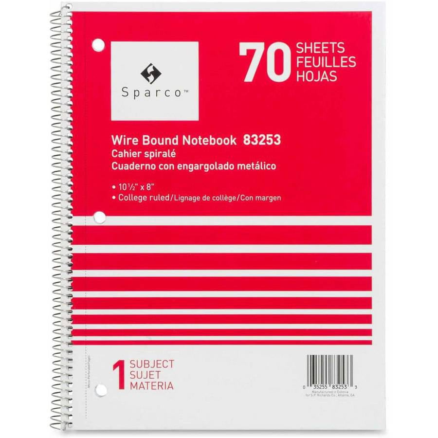 Sparco Quality Wirebound 1-Subject Notebook, Assorted Colors