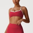 thumbnail image 4 of EaskTriop Women's Spaghetti Strap Sports Bra Padded Crop Tank Top Color-Block Wireless Yoga Workout Gym Fitness Activewear Bralette, 4 of 6