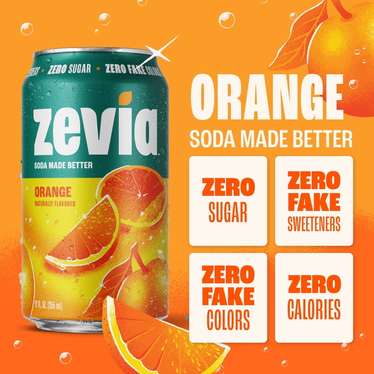 Zevia, Zero Sugar Orange Soda, 12 fl oz, 8 Pack Cans - Walmart.com