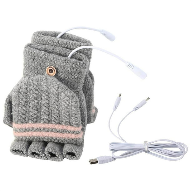 Guantes calefactables USB para mujer - Calentadores de manos recargables de invierno con temperatura ajustable de 40-50°C • Tela de algodón • Talla única para la mayoría • Trabajo en informática y