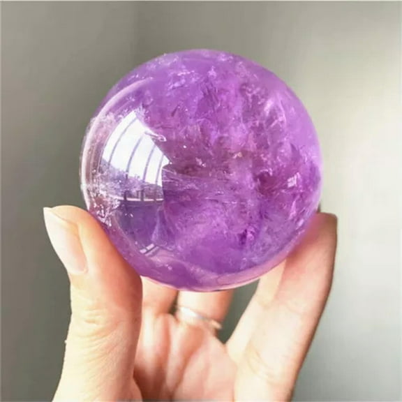 EOEMY Natural Quartz Crystal Healing Gems Sphere Ball Energy Stone Reiki Decor   Stand-Amethyst (About 45mm,120G)