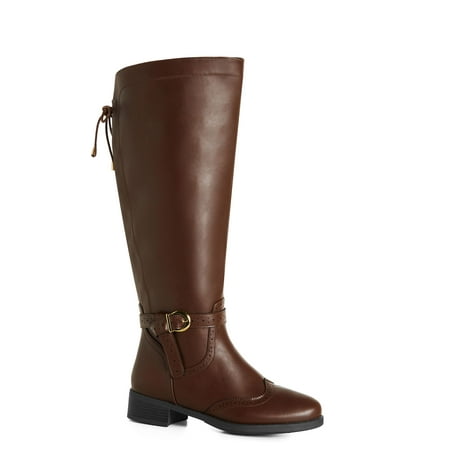 

Evans Women s Wide Fit Diablo Faux Leather Ankle Strap Buckle Tall Boots