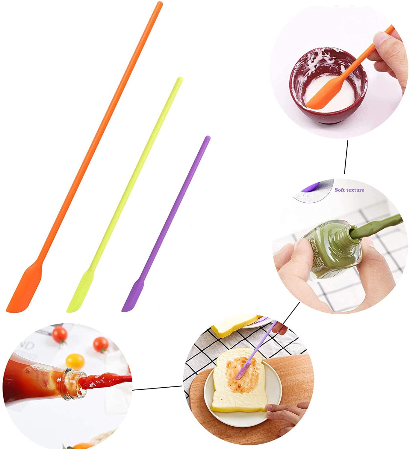 Cheers.US 3Pcs/Set Silicone Jar Spatula Makeup Spatula Last Drop
