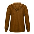 thumbnail image 6 of Womens Long Sleeve T Shirts Loose Casual Solid Color V Neck Button Long Sleeved Hoodie Sweatshirt, 6 of 9
