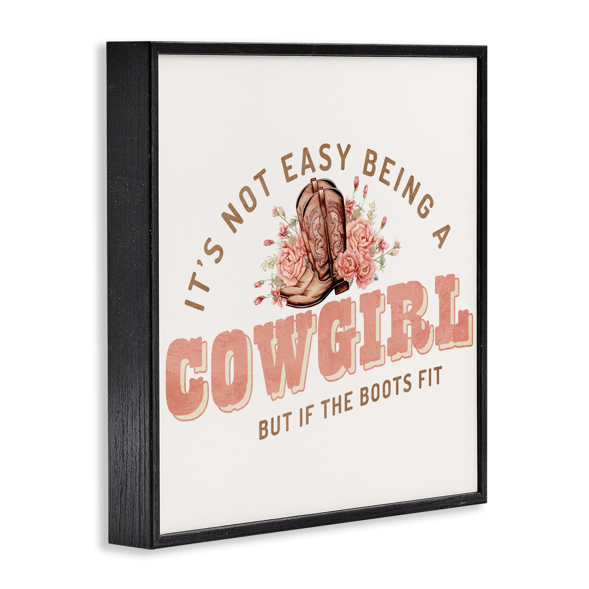 Not Easy Being Cowgirl Black Framed Giclee Art, design by Kim Allen