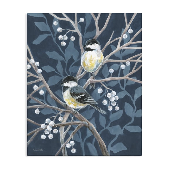 Stupell Industries Rustic Lodge Chickadees on Winter Berries Canvas Art, 16 x 20, by Diane Kater