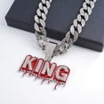 thumbnail image 2 of Hip Hop Cuban Chains Red Drip Oil Letters KING Pendant Necklace With 15mm Miami Cuban Chain Iced Out Bling HipHop Necklaces Fashion Jewelry, 2 of 5