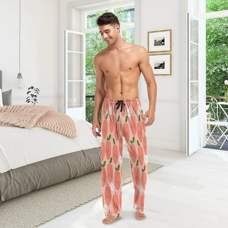 Cute Peach Men s Pajama Pants Lightweight Sleepwear Bottom Lounge Pants