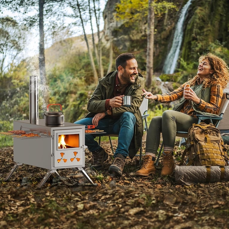 SLSY Wood-burning sauna tent stove, 2-in-1 tent heater, With