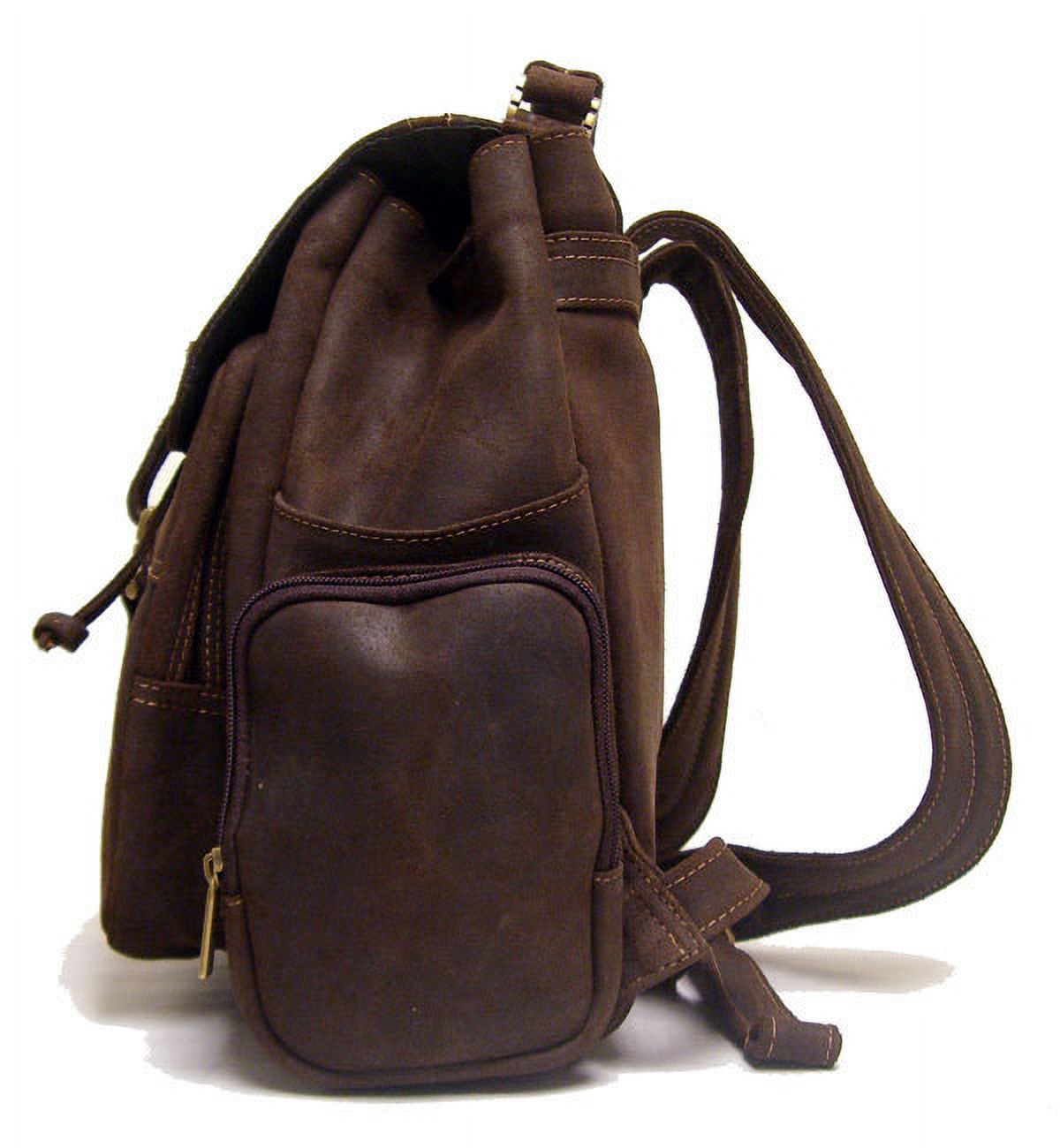 Le Donne Leather DS-01-Choc Distressed Leather Multi Pocket Backpack&#44; Chocolate - image 5 of 7